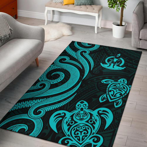 Wallis and Futuna Area Rug - Turquoise Tentacle Turtle Polynesian 1