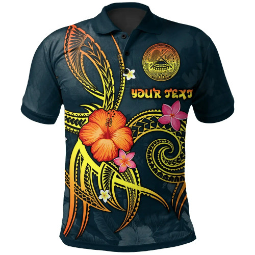 American Samoa Polynesian Personalised Polo Shirt - Legend of American Samoa (Blue) 1