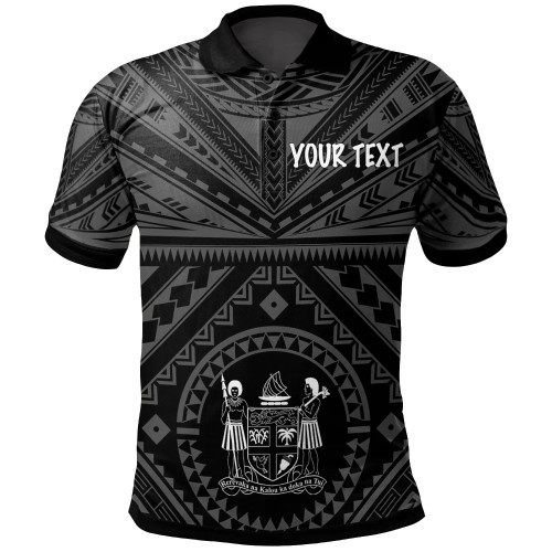 Fiji Personalised Polo - Fiji Seal With Polynesian Tattoo Style ( Black) 1
