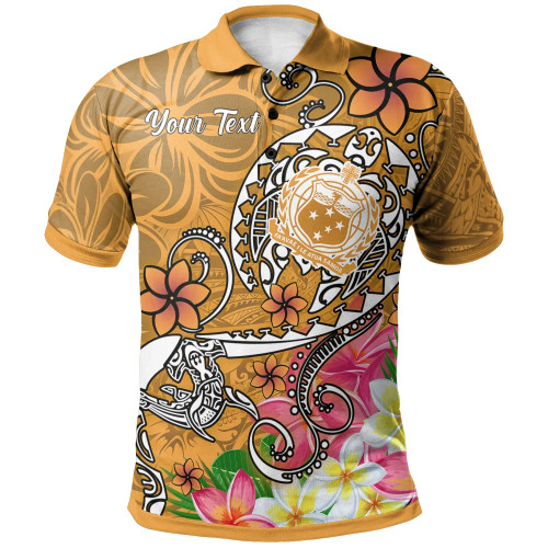 Samoa Custom Personalised Polo Shirts - Turtle Plumeria (Gold) 1