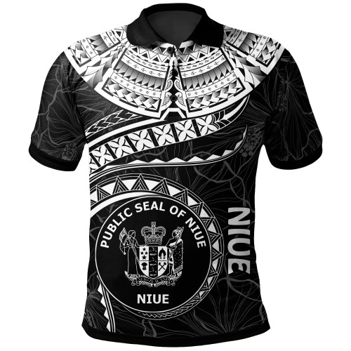 Niue Polynesian Polo Shirt - Niue Waves (White) 1