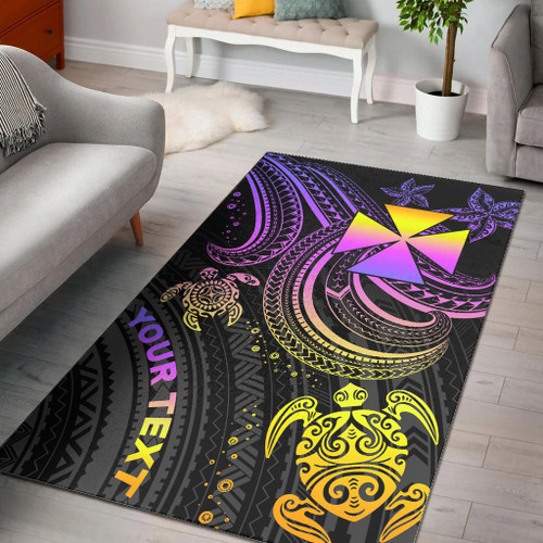 Wallis and Futuna Custom Personalised Area Rug - Pink Turtle Polynesian 1