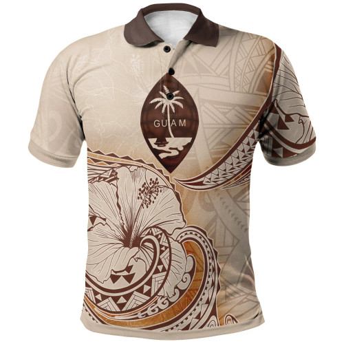Guam Polo Shirt - Hibiscus Flowers Vintage Style 1