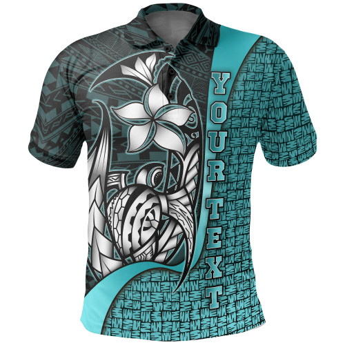 Polynesian Hawaii Custom Personalised Polo Shirt Turquoise - Turtle with Hook 1