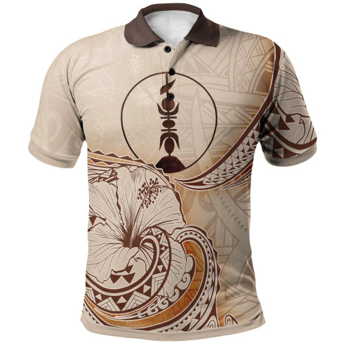 New Caledonia Polo Shirt - Hibiscus Flowers Vintage Style 1