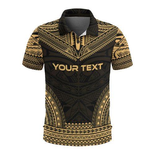 Papua New Guinea Custom Personalised Polo Shirt - Papua New Guinea Coat Of Arms Polynesian Chief Tattoo Gold Version 1