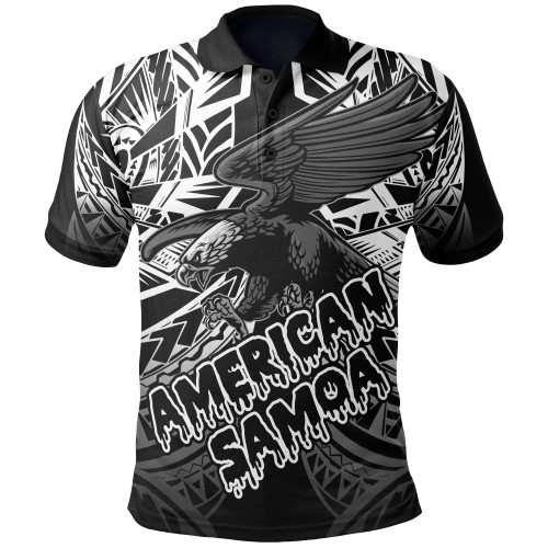 American Samoa Polynesian Polo Shirt - Eagle Tribal Pattern 1