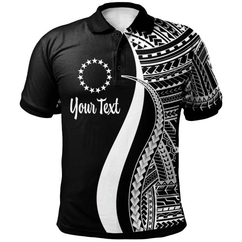 Cook Islands Custom Personalised Polo Shirt White - Polynesian Tentacle Tribal Pattern 1