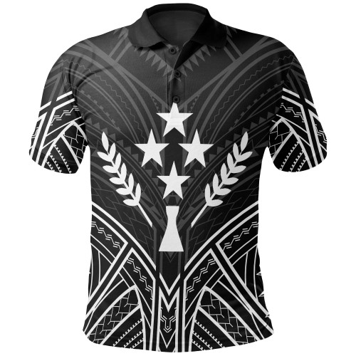 Kosrae State Polo Shirt - Kosrae State Seal Black Tribal Patterns 1
