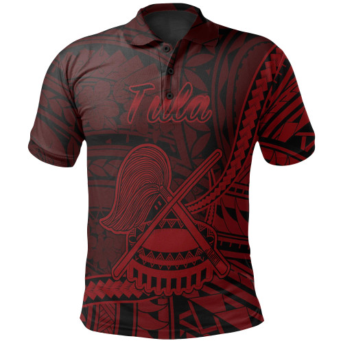 American Samoa Polo Shirt - Tula Polynesian Red Patterns 1