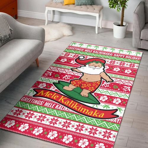 Hawaii Christmas Area Rug - Santa Surfing Polynesian 1