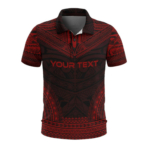 Pohnpei Custom Personalised Polo Shirt - Pohnpei Flag Polynesian Chief Tattoo Red Version 1