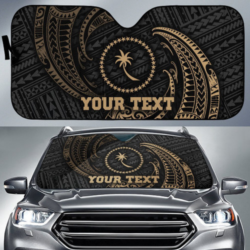 Polynesian Chuuk Custom Personalised Sun Shades - Gold Tribal Wave