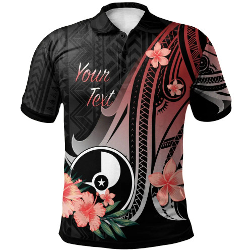 Yap Personalised Custom Polo Shirt - Red Polynesian Hibiscus Pattern Style 1
