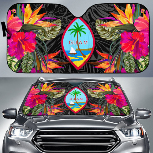 Guam Auto Sun Shades - Hibiscus Pattern