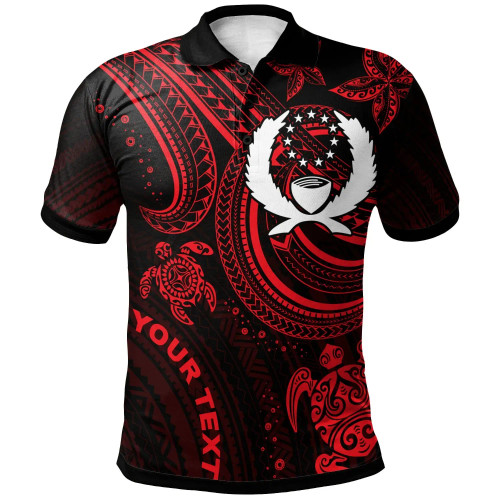 Pohnpei Custom Personalised Polo Shirt - Red Turtle 1