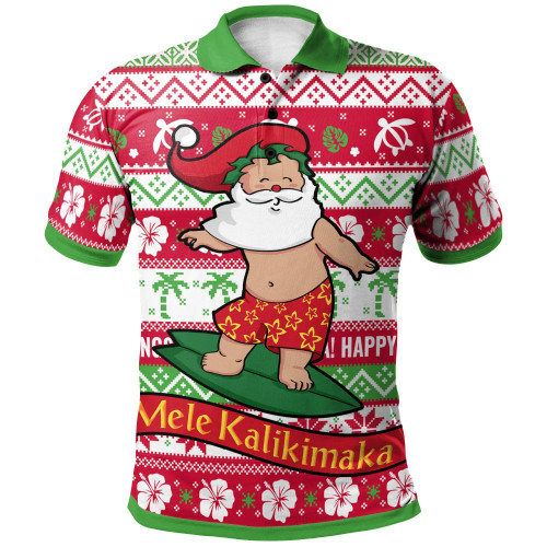 Hawaii Christmas Polo Shirt - Santa Surfing 1
