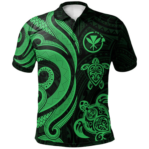 Hawaii Polo Shirt - Green Tentacle Turtle 1
