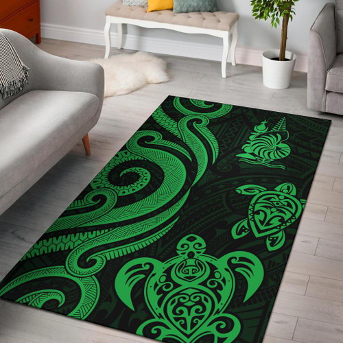 New Caledonia Area Rug - Green Tentacle Turtle Polynesian 1