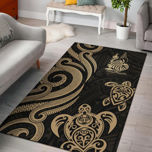 New Caledonia Area Rug - Gold Tentacle Turtle Polynesian 1