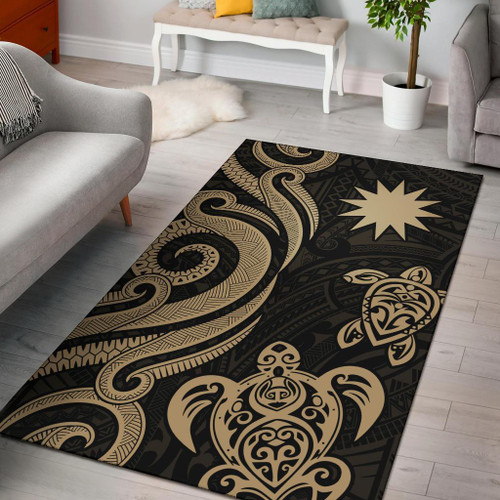 Nauru Area Rug - Gold Tentacle Turtle Polynesian 1