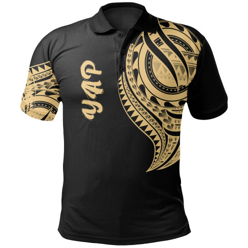 Yap State Polo Shirt - Yap State Tatau Gold Patterns 1