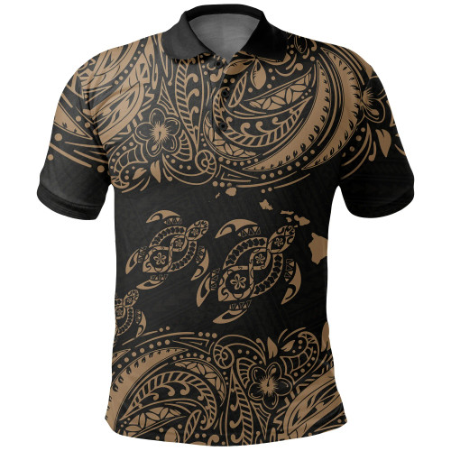 Hawaii Polo Shirt - Polynesian Gold Sea Turtle 1