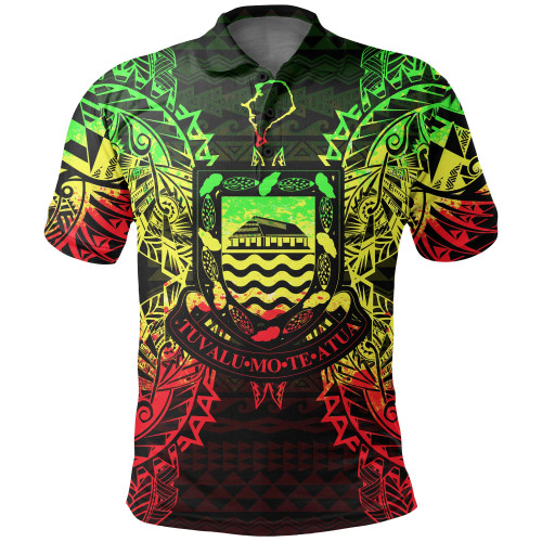 Tuvalu Polo Shirt - Tuvalu Coat Of Arms Map Polynesian Tattoo Reggae 1