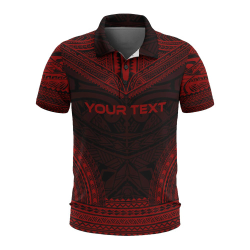 Wallis And Futuna Custom Personalised Polo Shirt - Wallis And Futuna Coat Of Arms Polynesian Chief Tattoo Red Version 1
