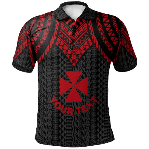 Wallis And Futuna Custom Personalised Polo Shirt - Polynesian Armor Style Red 1