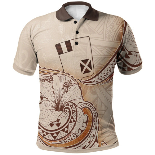 Wallis and Futuna Polo Shirt - Hibiscus Flowers Vintage Style 1