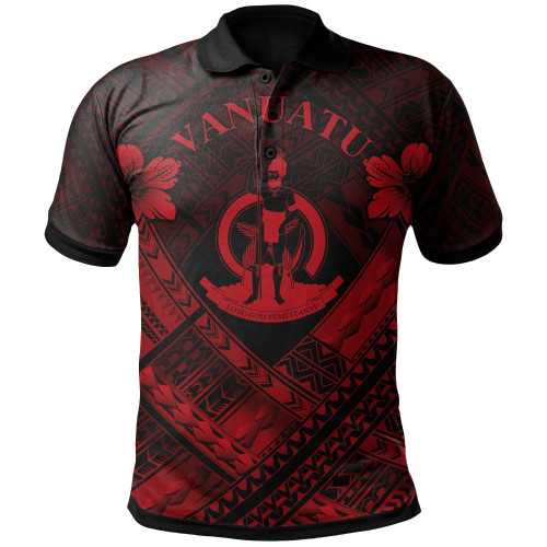Vanuatu Polynesian Polo Shirt - Vanuatu Red Seal Camisole Hibiscus Style 1