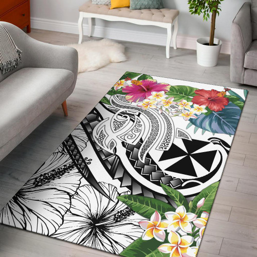 Wallis and Futuna Polynesian Area Rug - Summer Plumeria (White) Polynesian 1