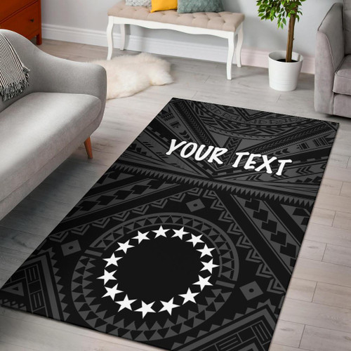 Cook Island Personalised Area Rug - Seal With Polynesian Tattoo Style ( Black) Polynesian 1