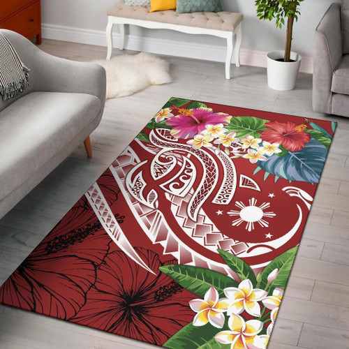 The Philippines Area Rug - Summer Plumeria (Red) Polynesian 1