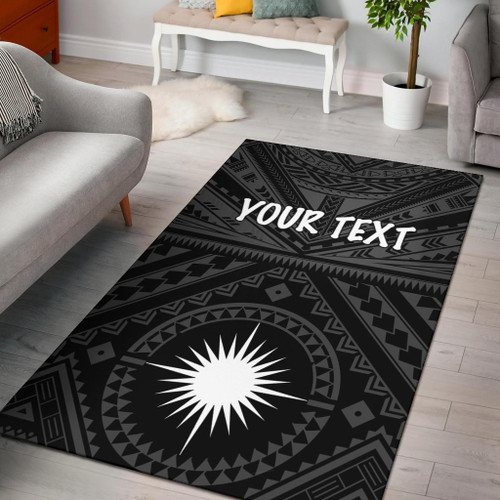 Marshall Personalised Area Rug - Marshall Seal With Polynesian Tattoo Style ( Black) Polynesian 1