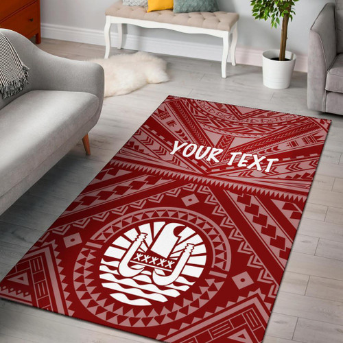 Tahiti Personalised Area Rug - Tahiti Seal In Polynesian Tattoo Style (Red) -BN25 Polynesian 1