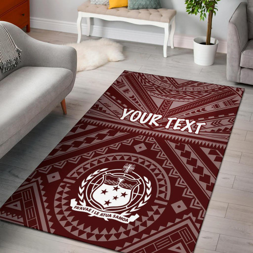 Samoa Personalised Area Rug - Samoa Seal In Polynesian Tattoo Style (Red) Polynesian 1