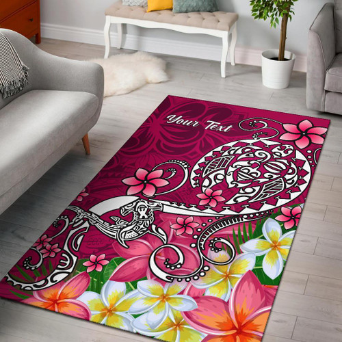 Samoa Custom Personalised Area Rug - Turtle Plumeria (Pink) Polynesian 1