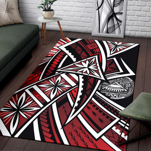 American Samoa Polynesian Area Rug - Tribal Flower Special Pattern Red Color Polynesian 1