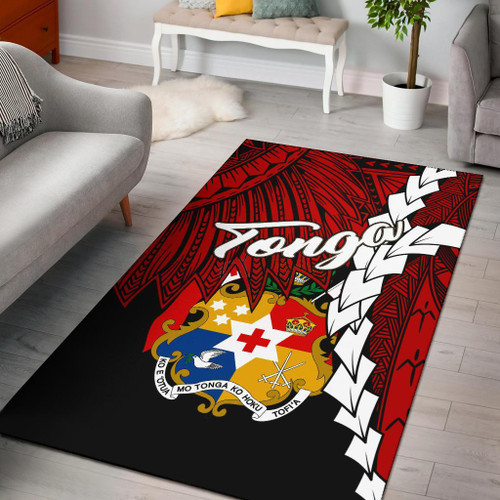 Tonga Polynesian Are Rug - Tribal Wave Tattoo Flag Color Polynesian 1