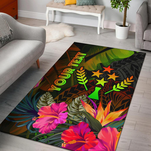 Kosrae Polynesian Personalised Area Rug - Hibiscus and Banana Leaves Polynesian 1
