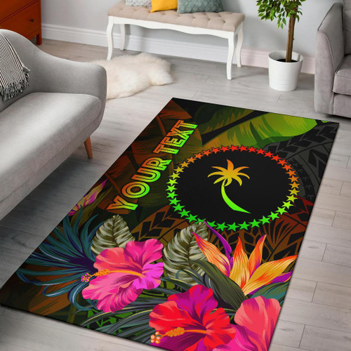 Chuuk Polynesian Personalised Area Rug - Hibiscus and Banana Leaves Polynesian 1