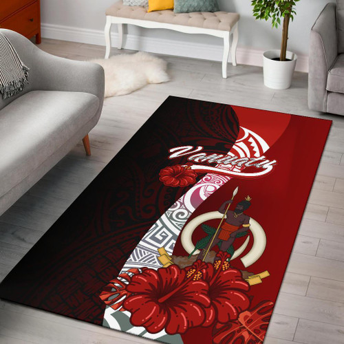 Vanuatu Polynesian Area Rug - Coat Of Arm With Hibiscus Polynesian 1