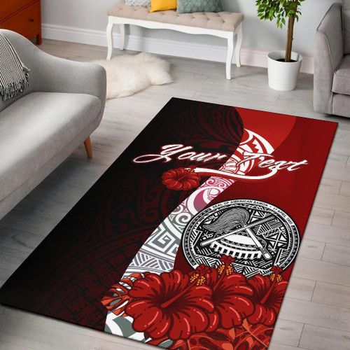 American Samoa Polynesian Custom Personalised Area Rug - Coat Of Arm With Hibiscus Polynesian 1