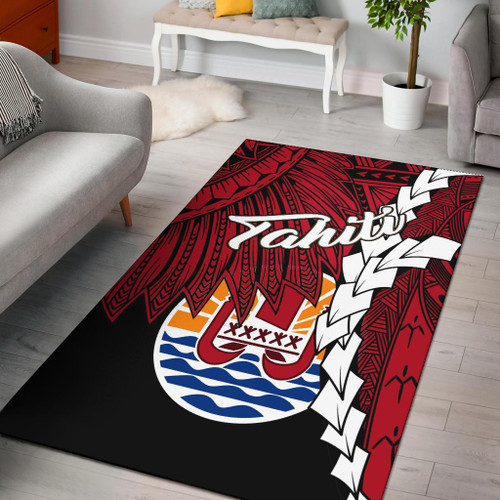 Tahiti Polynesian Are Rug - Tribal Wave Tattoo Flag Style Polynesian 1