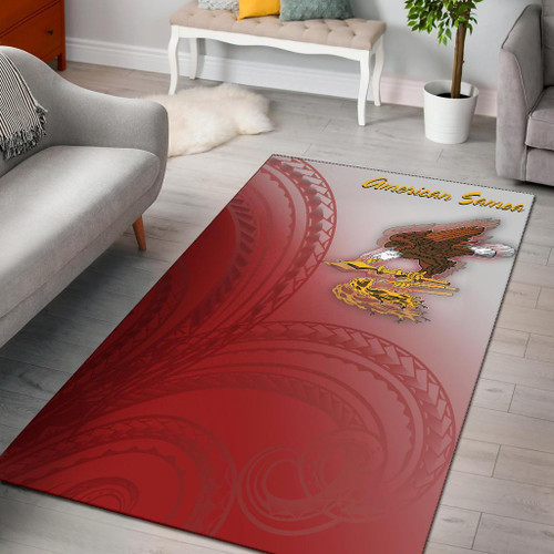 American Samoa Polynesian Area Rug - Bald Eagle (Red) Polynesian 1