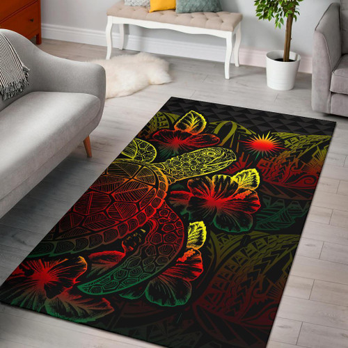 Marshall Islands Area Rugs Turtle Hibiscus Reggae Polynesian 1