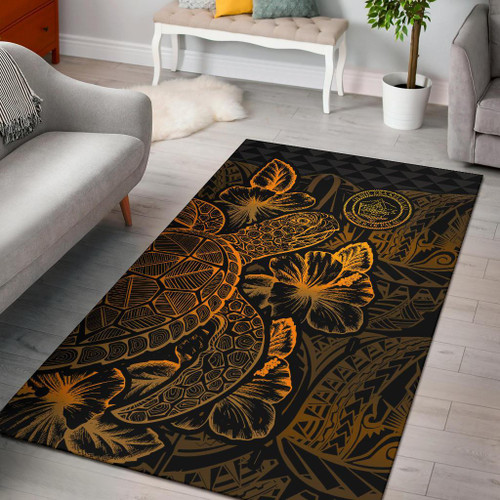 Palau Area Rugs Turtle Hibiscus Gold Polynesian 1