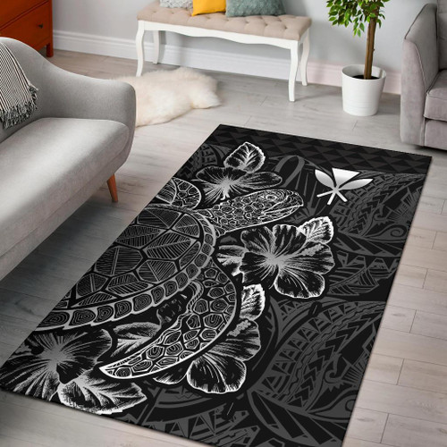 Polynesian Hawaii Area Rugs Turtle Hibiscus Black Polynesian 1